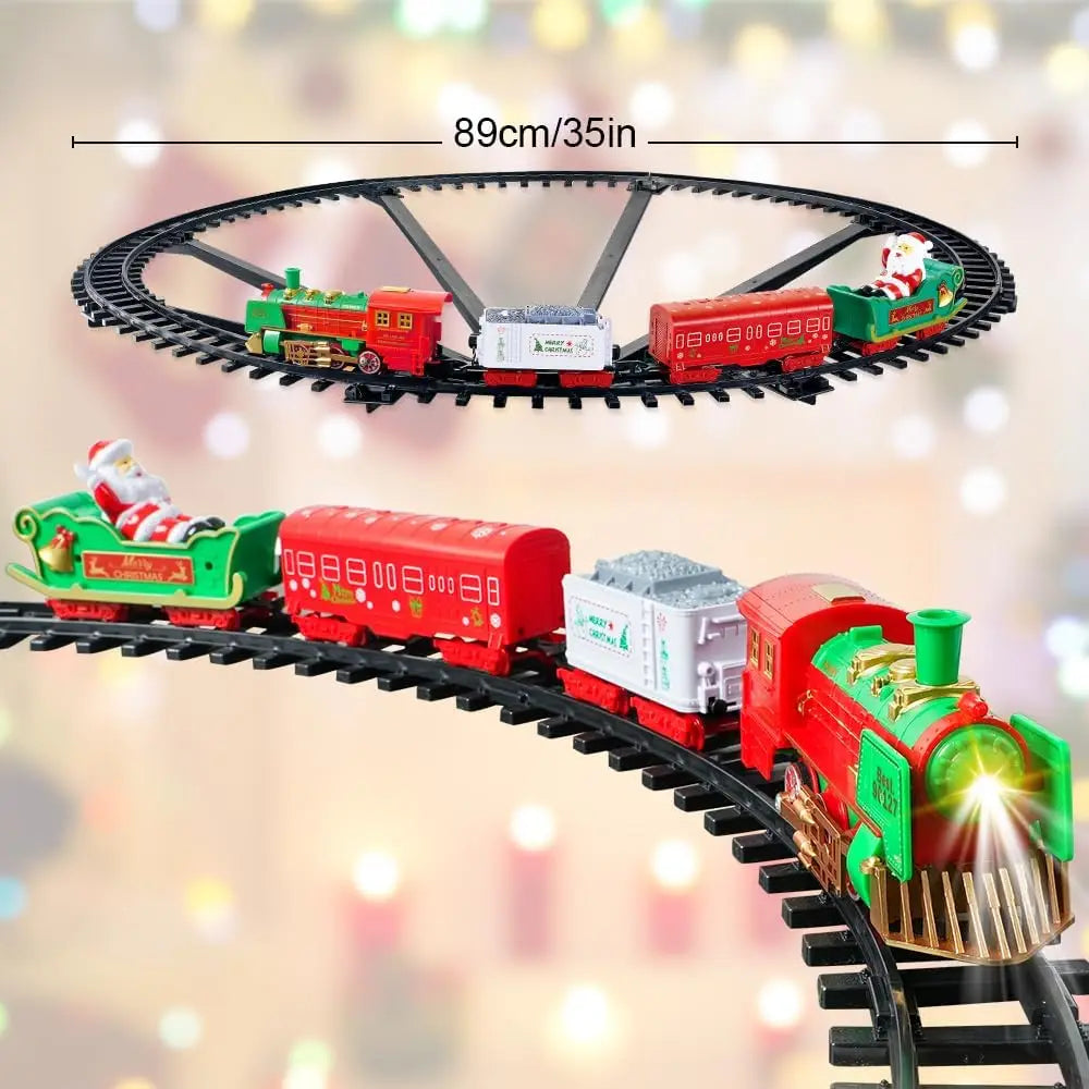Hanging Christmas Train Set Toy Light and Sound Train Around Christmas Tree Decoration