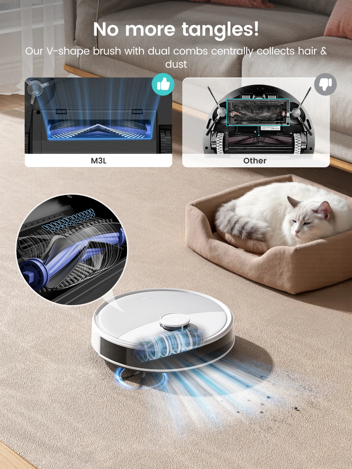 Lefant M3L Robot Vacuum Cleaner and Mop, 10000Pa Suction, 90-Day Self-Emptying, Auto Mop Washing, Obstacle Avoidance, All-in-One for Pet Hair Carpet, 5G WiFi Alexa/APP/iWatch ,Control, 220 min Battery,  Double Rotary Cloth