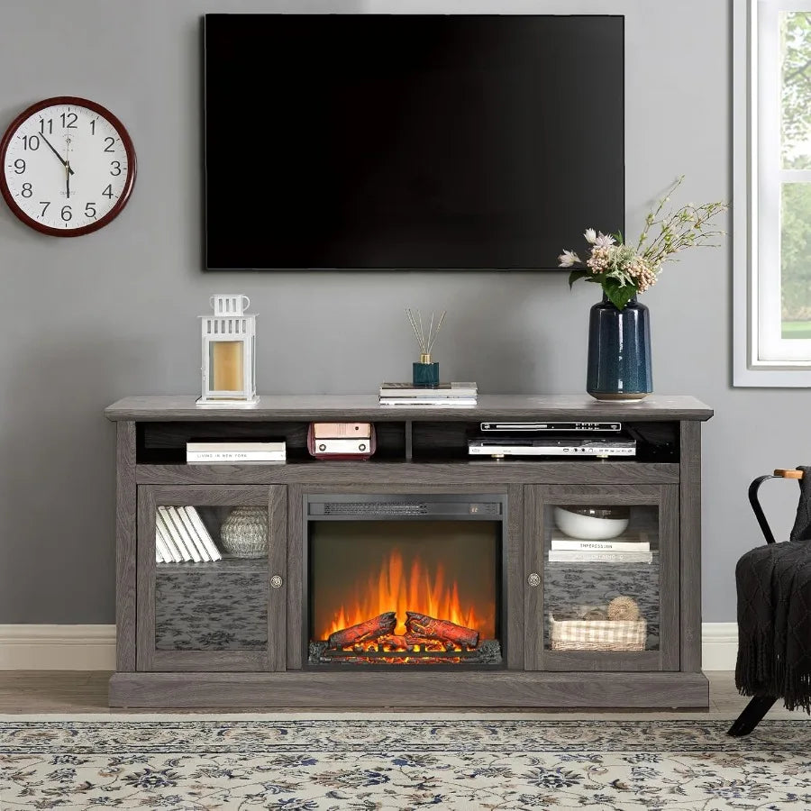 23 Electric Fireplace Insert Fireplace Heater with Remote Adjustable 4 Flame Brightness Log Set