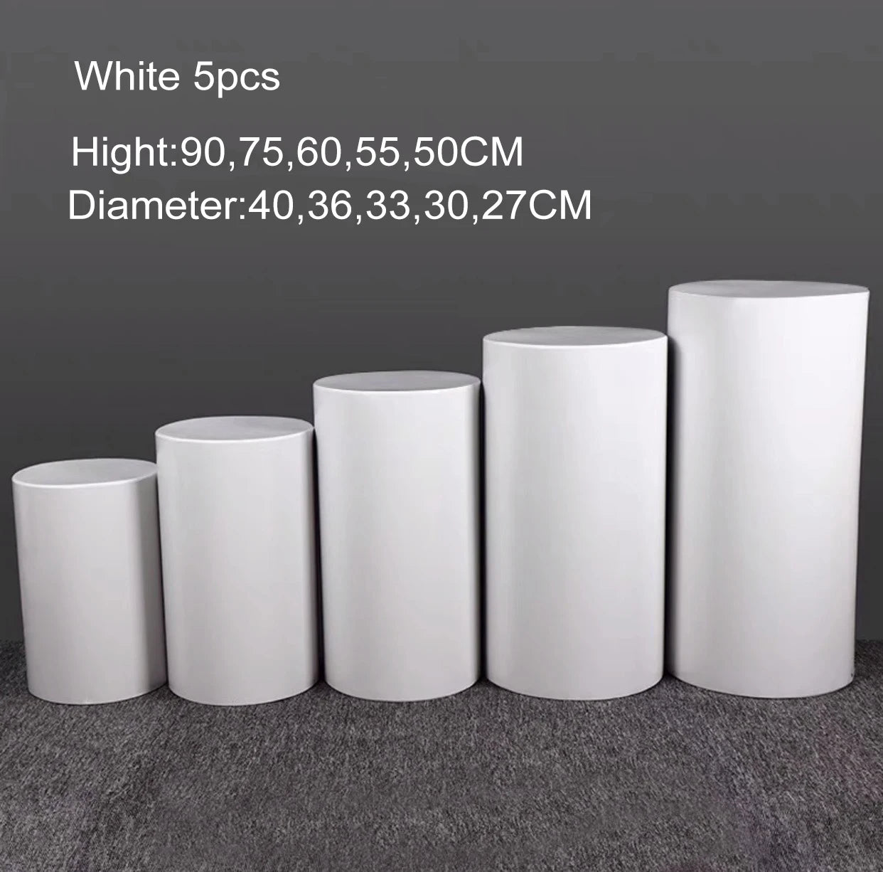 US Delivery 3/5pcs White Cylinder Table Pedestal Stand Decor Backdrop for Party Wedding Decorations Holiday
