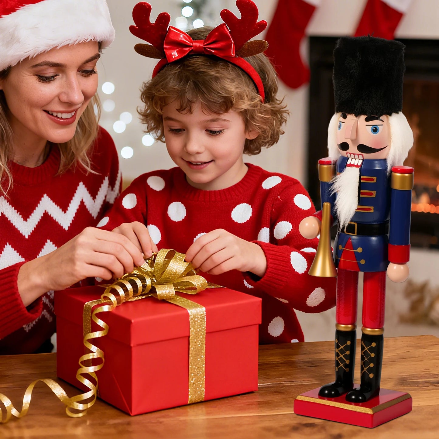 Christmas Nutcracker Ornament Wooden Nutcracker Handcraft Doll Toy for Xmas