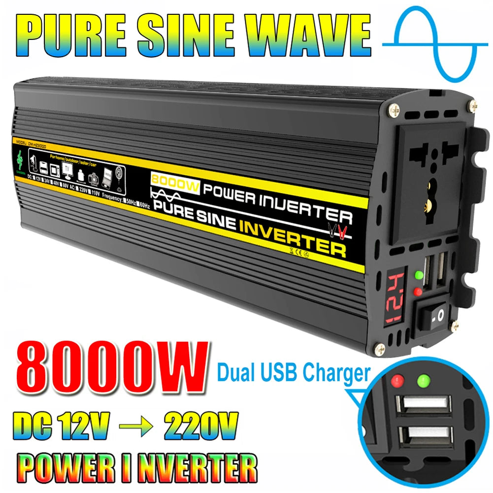 10000W/12000W Car Inverter LCD Display Vehicle Smart Inverter
