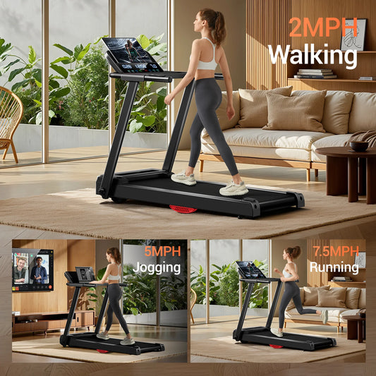 3.0HP Brushless Foldable Home Treadmill | 300LB Capacity | HR Monitor