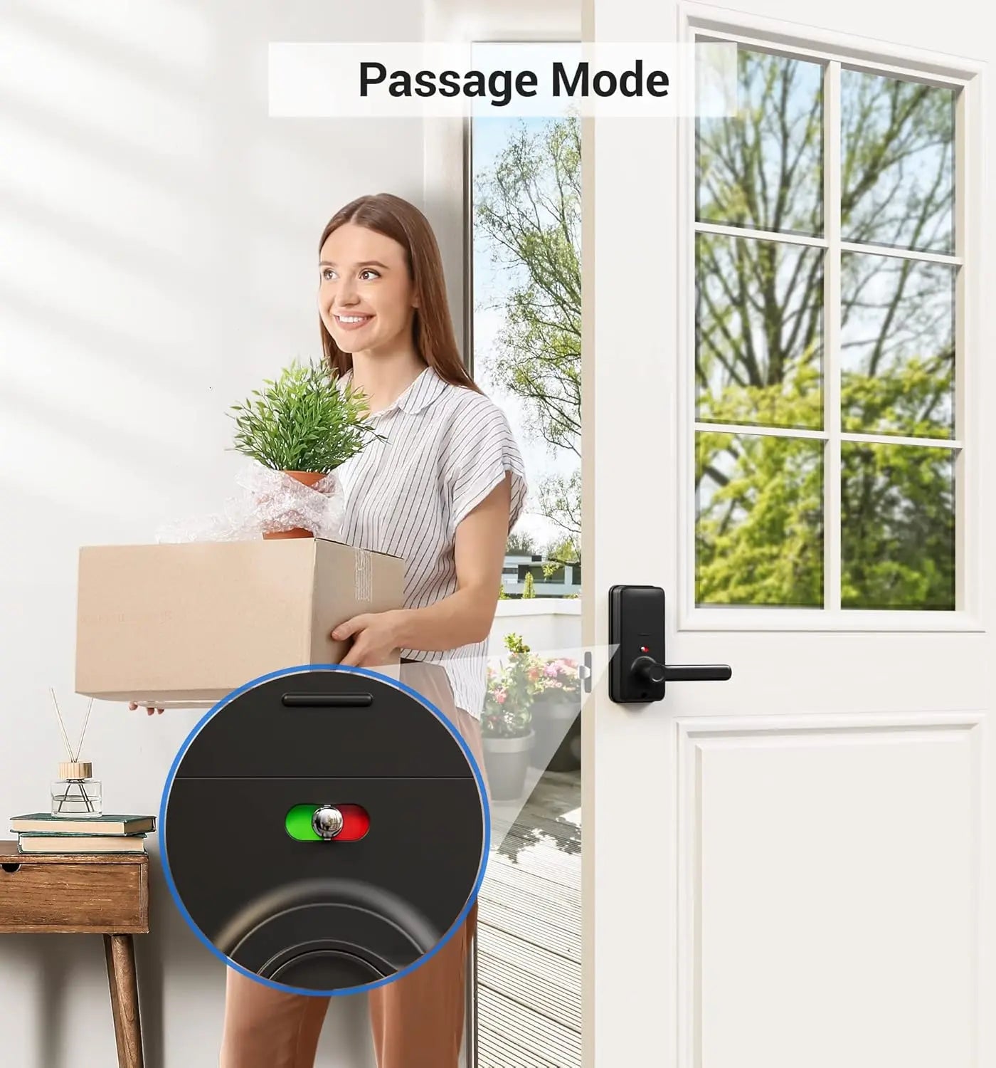 Smart Lock, 7-in-1 Keyless Entry with Handle Set, APP Control Fingerprint Deadbolt