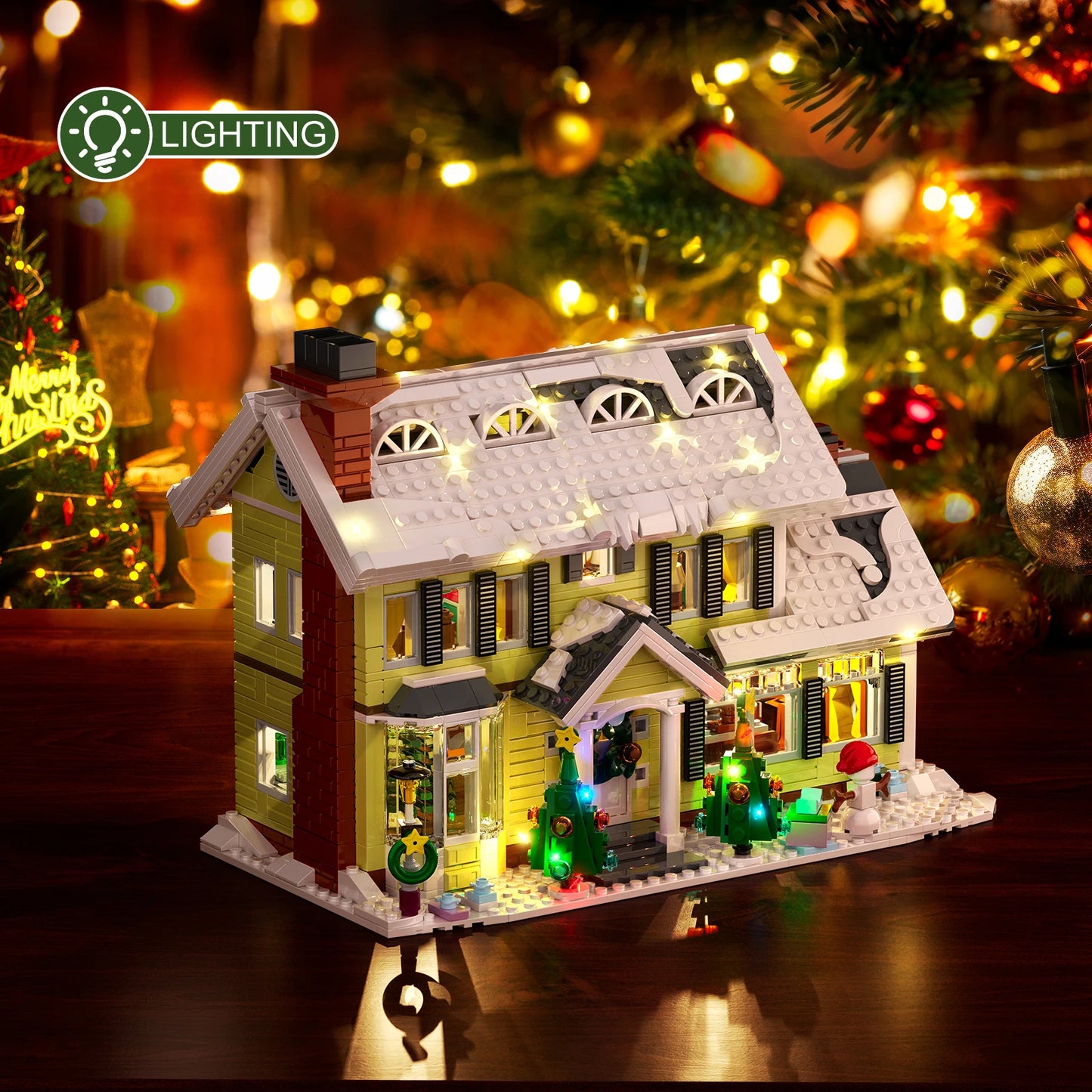 Christmas Holiday House Building Set, LED DIY Christmas Holiday Snow Village Bricks Gifts for Boys, Girls, Family, and Friends