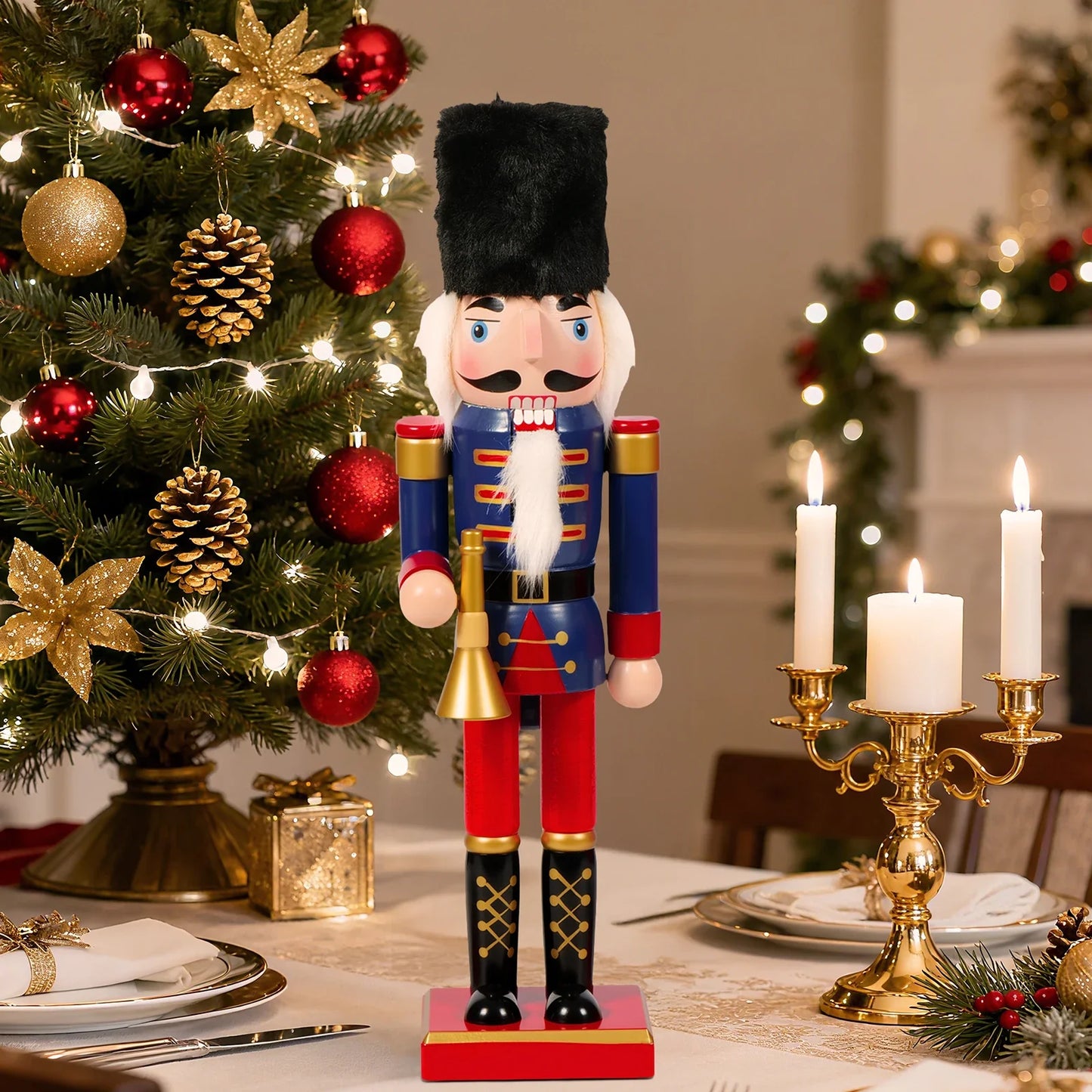 Christmas Nutcracker Ornament Wooden Nutcracker Handcraft Doll Toy for Xmas