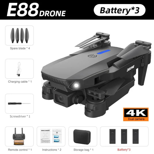 ro WIFI FPV Drone Wide Angle HD 4K Camera Height Hold RC Foldable