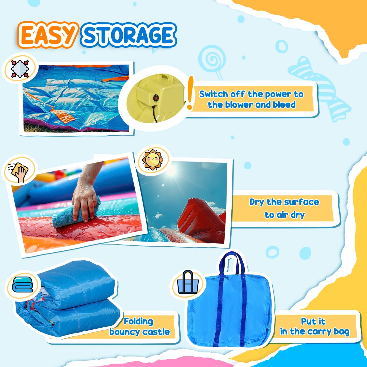 6-in-1 Inflatable Bounce House Outdoor Toy, Inflatable Water Slide for Kids