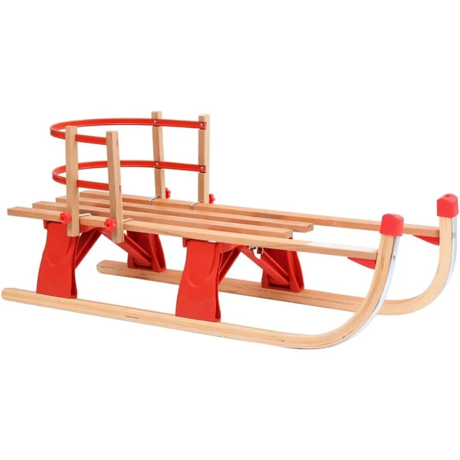 Snow Sledge Foldable Toboggan with Tow Rope Wooden Sledge Slider 43.3 vidaXL vidaXL 2