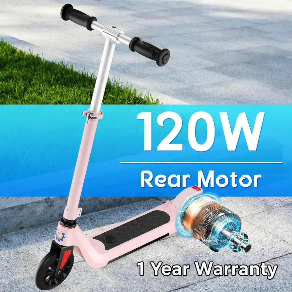 CAROMA Electric Scooter Max 6 MPH 120W Rear Motor For Kid Age 6-12  E-Scooter With Adjustable Height