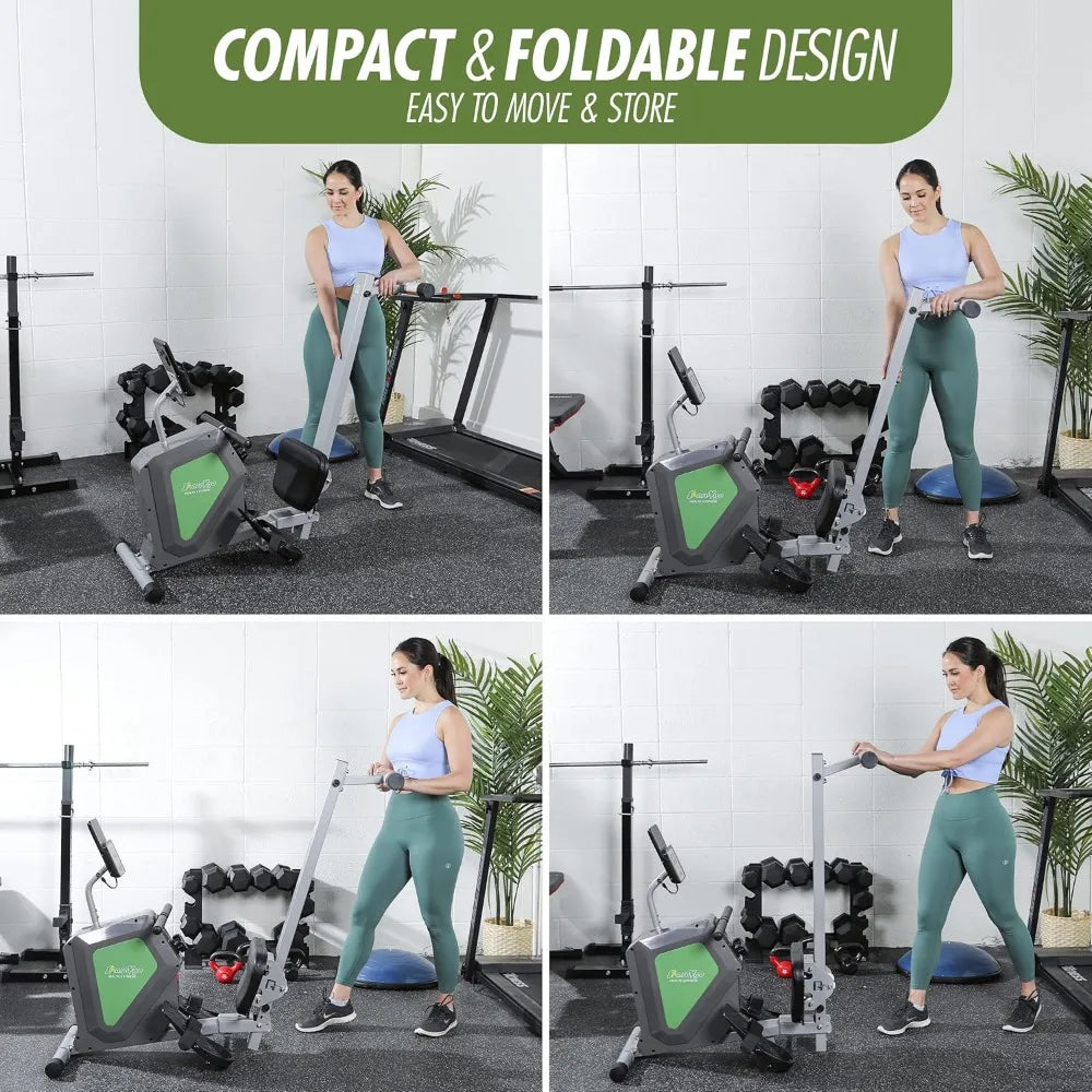 Smart Home Rowing Machine Bluetooth Compact Foldable Magnetic Rower with Fitness APP,