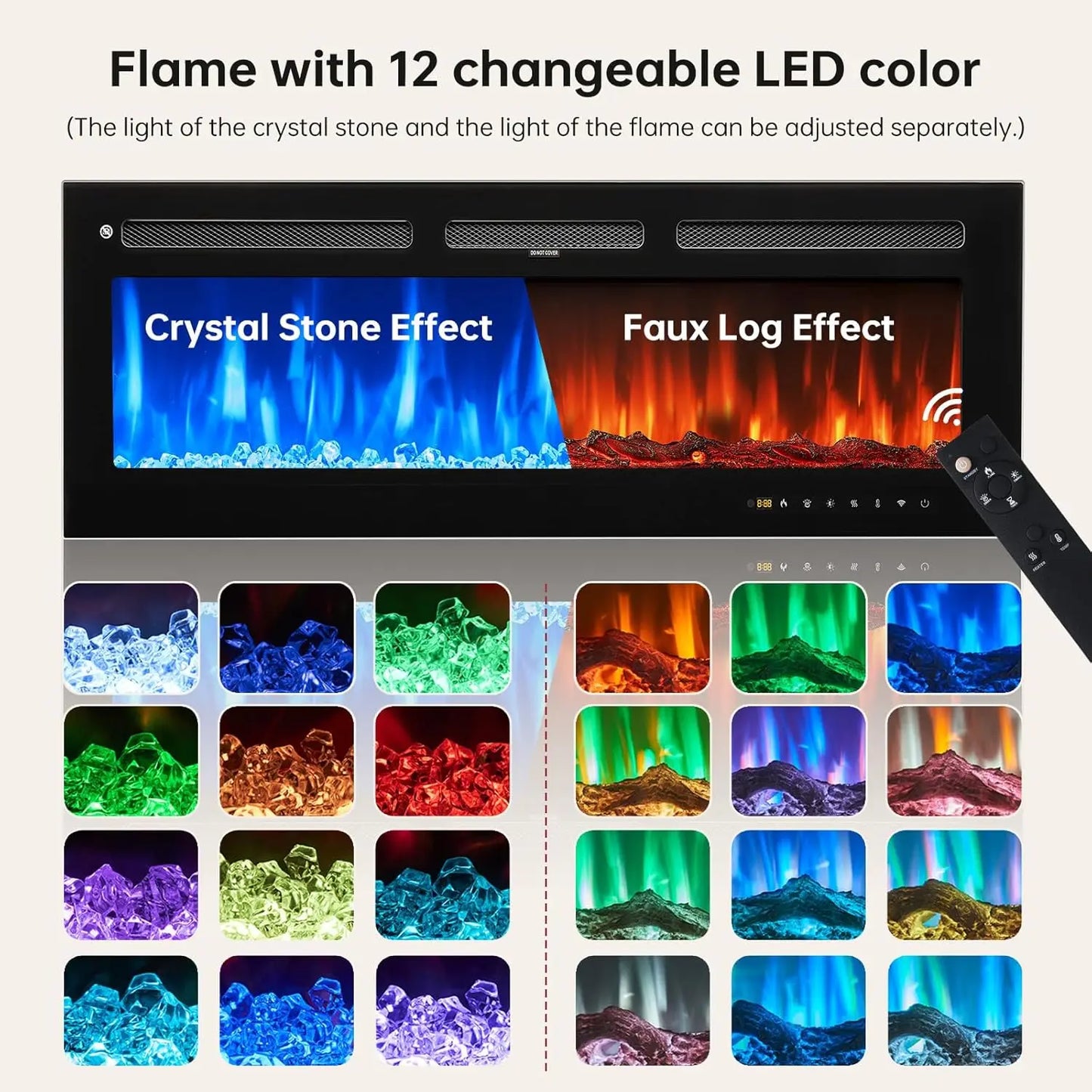 80" Fireplace TV Stand, 50 Inch Smart Fireplace & Modern