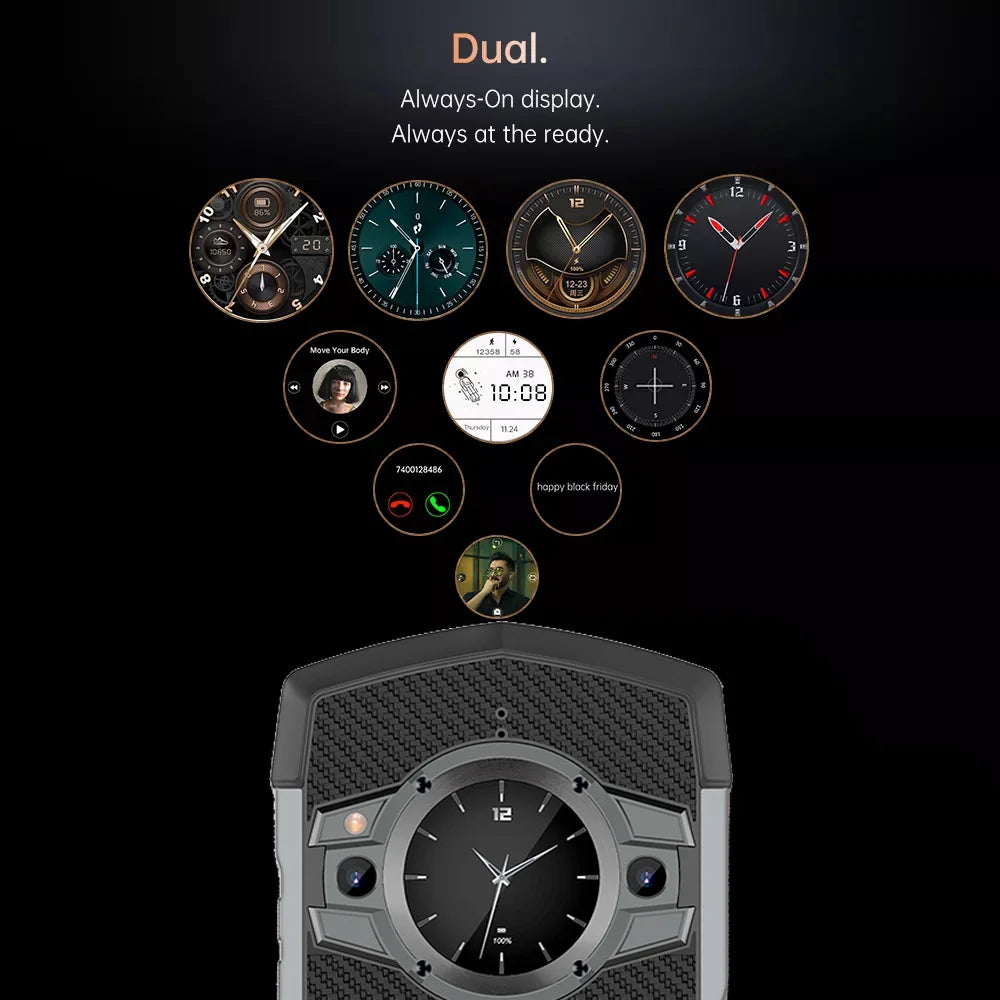 Tock 5G Rugged Smartphone Android 128GB 48MP Camera Cellphone 6000mAh Phone with Dual-Screen IP 68 Waterproof