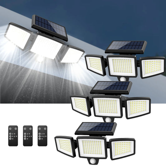 Waterproof Triple Head Outdoor Solar Light, Motion Sensor Safety