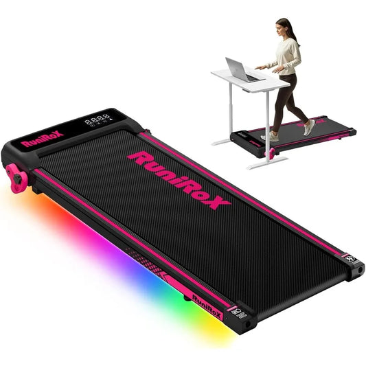 Walking Pad Treadmill with Handle Bar, Incline and Lights,
