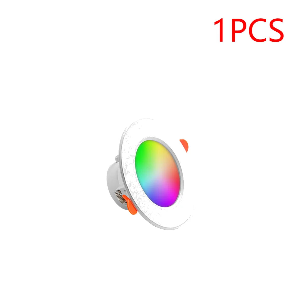 1-16PCS 10W Smart LED Downlight Bluetooth Ceiling Lamp  Remote Control Color Changing light for Google Alexa Hom