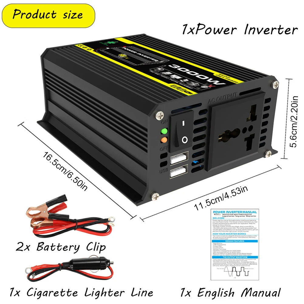 10000W/12000W Car Inverter LCD Display Vehicle Smart Inverter
