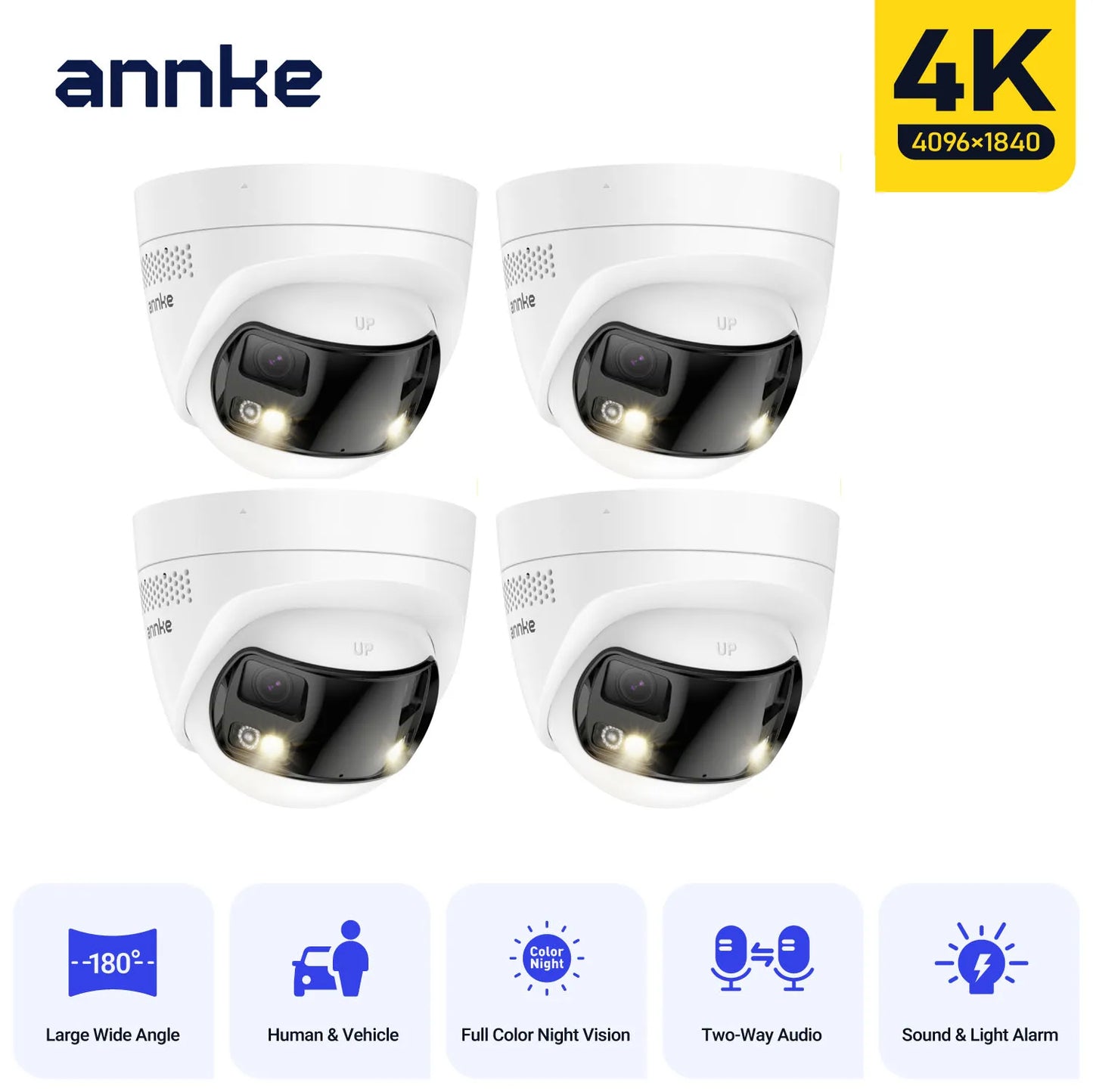4K 8MP POE Surveillance Camera Dual Lens outdoor camera 1/2/4PCS Color Night Vision