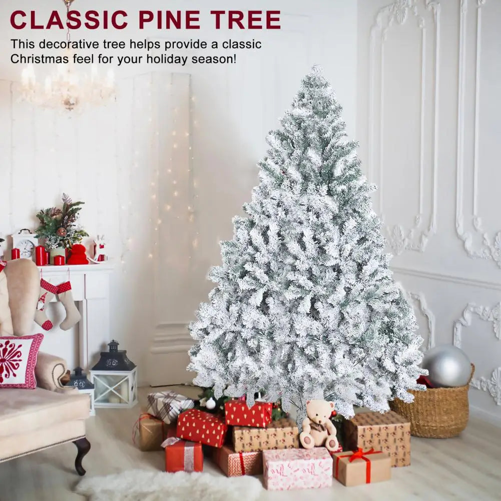 6.9ft White Flocked Artificial Christmas Tree, Snow Christmas Holiday Pencil Tree,