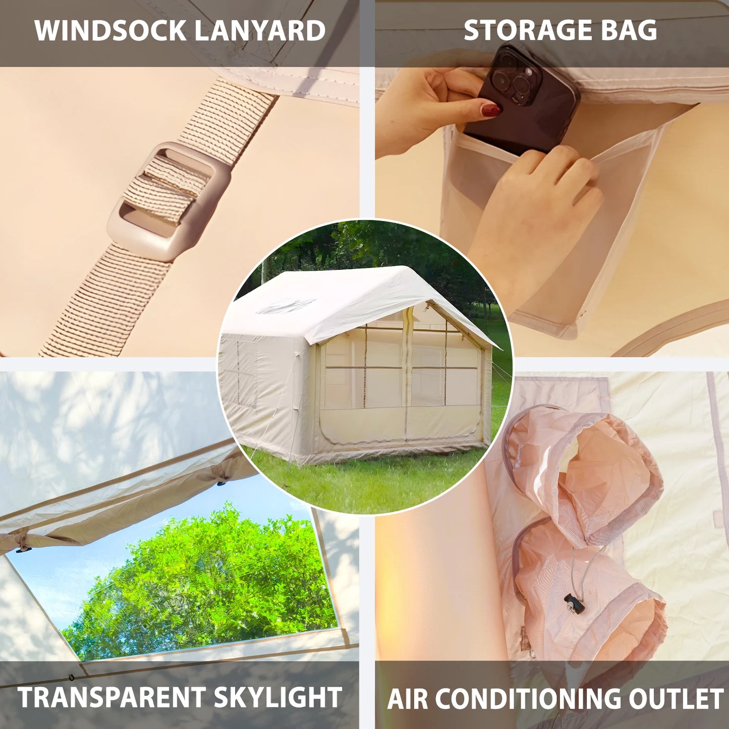 75 Square Feet Inflatable Tent with Chimney Stack,Thickened Waterproof