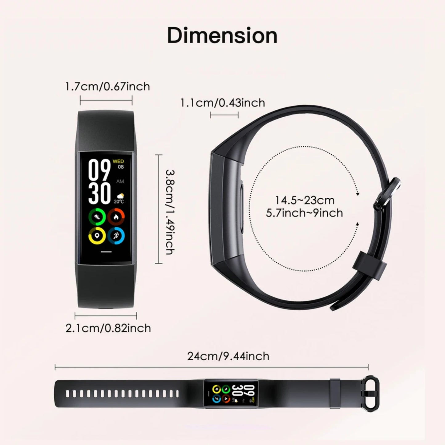 Fitness Bracelet  Women Tracker Smart Watch Always Display