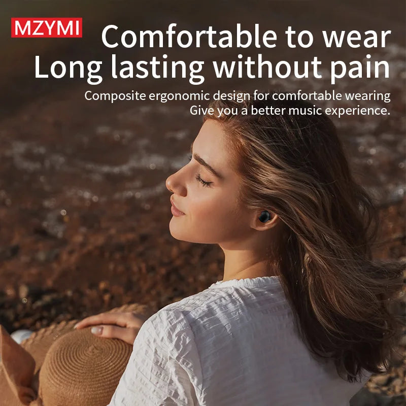 MZYMI ANC Noise Cancelling Earbuds S11 True Wireless Stereo Headset Hifi Sound TWS Headphones Bluetooth 5.4 Sports Earphones
