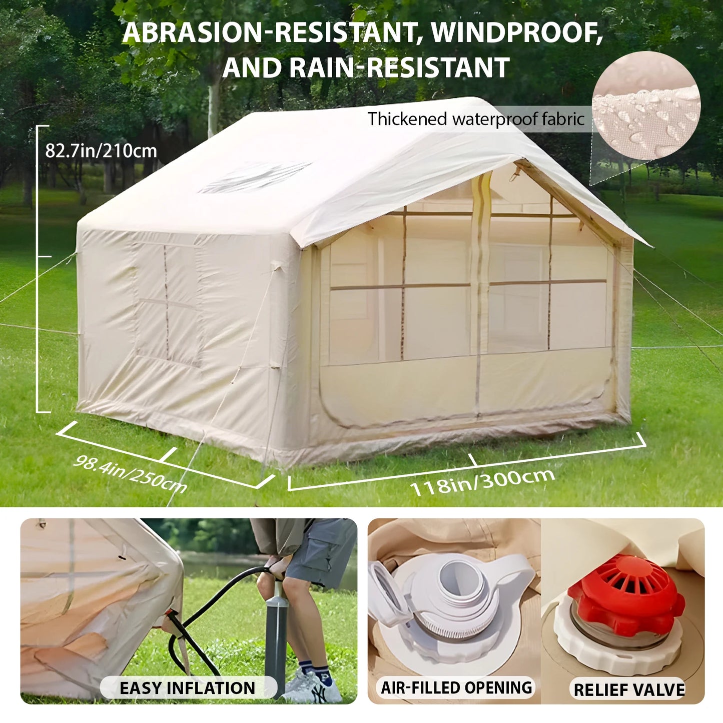 75 Square Feet Inflatable Tent with Chimney Stack,Thickened Waterproof