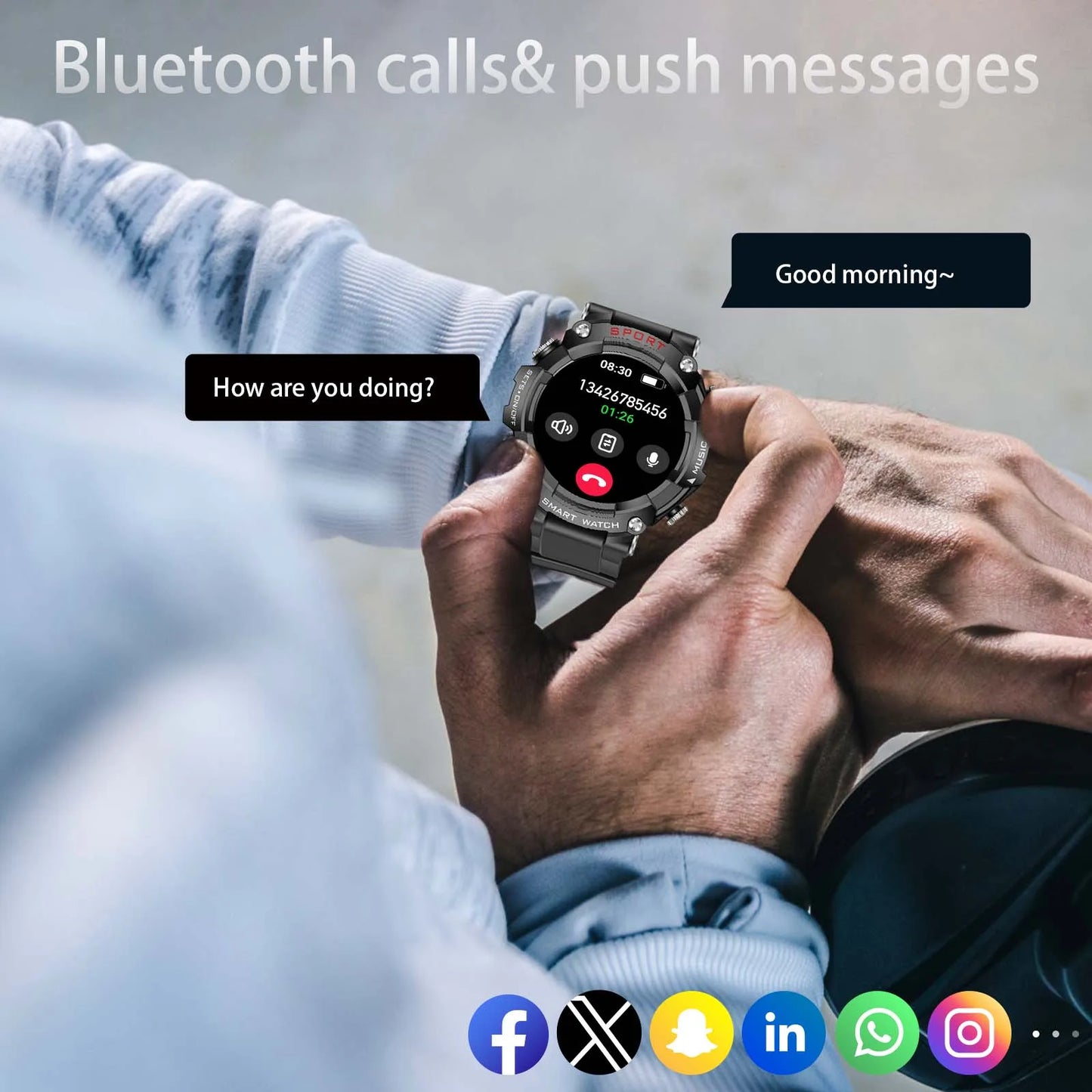 EIGIIS Smart Watch With In-Ear Bluetooth Headset Heart Rate Blood Pressure Oxygen Monitoring HD Audio