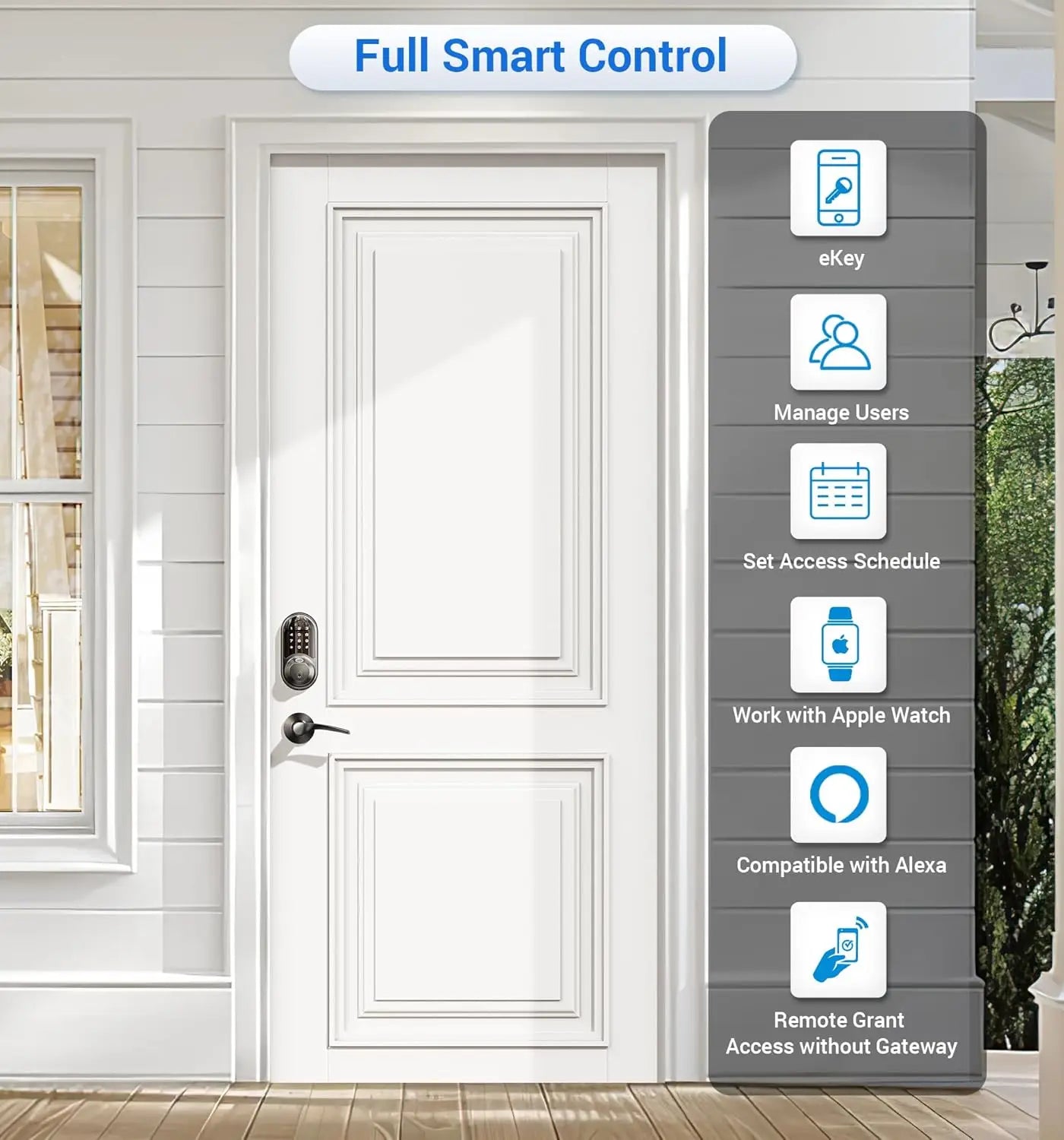 Smart Locks for Front Door, 2 Lever Handles, Fingerprint Keyless Entry, App Control