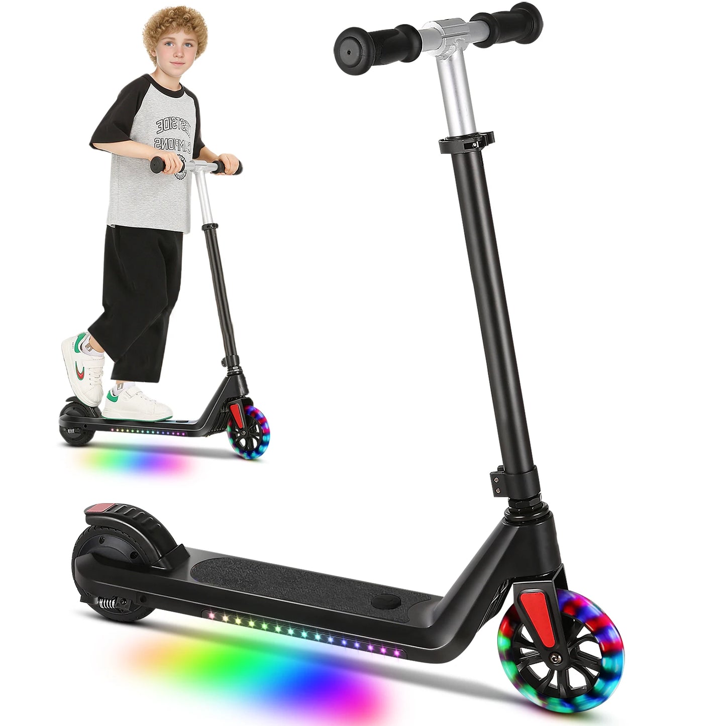 CAROMA Electric Scooter Max 6 MPH 120W Rear Motor For Kid Age 6-12  E-Scooter With Adjustable Height