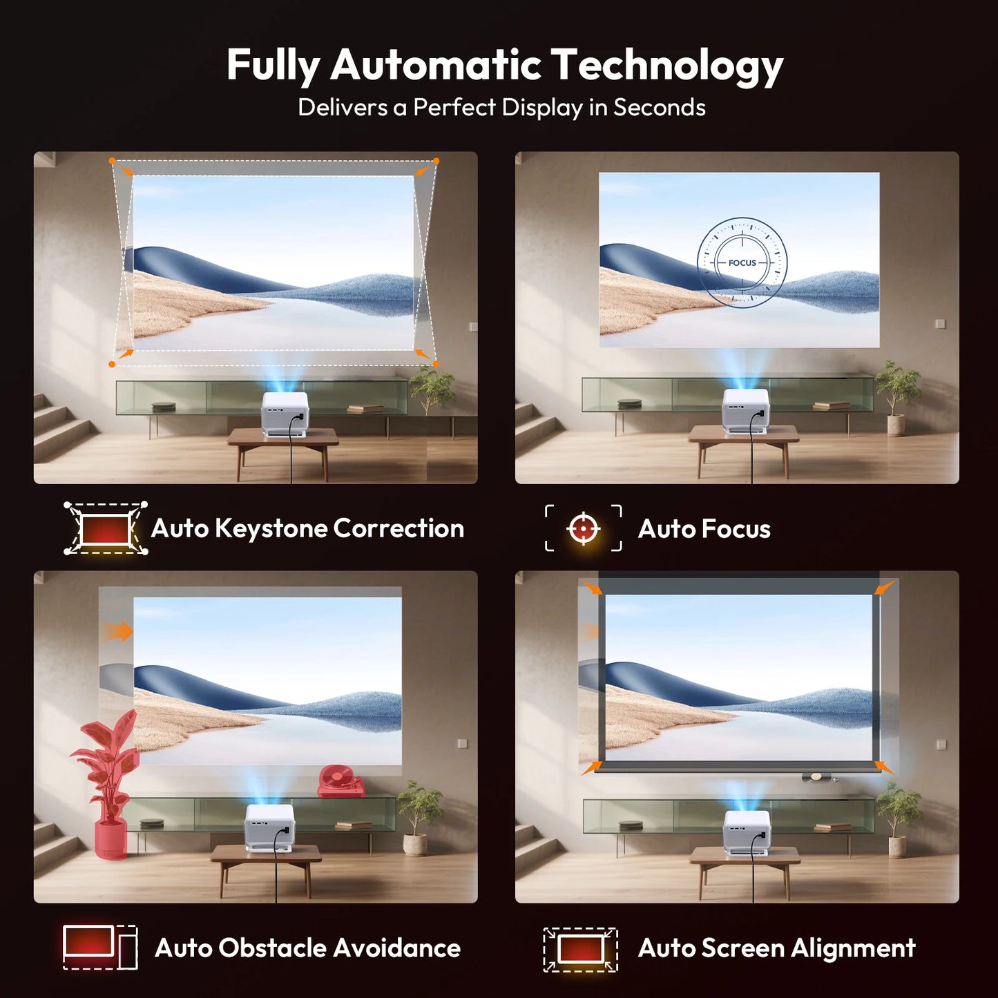 XGODY Projector A6/N6 Pro 600ANSI Netflix Officially 4K Voice Control Smart Android TV Whale OS 32GB ROM Home Theater