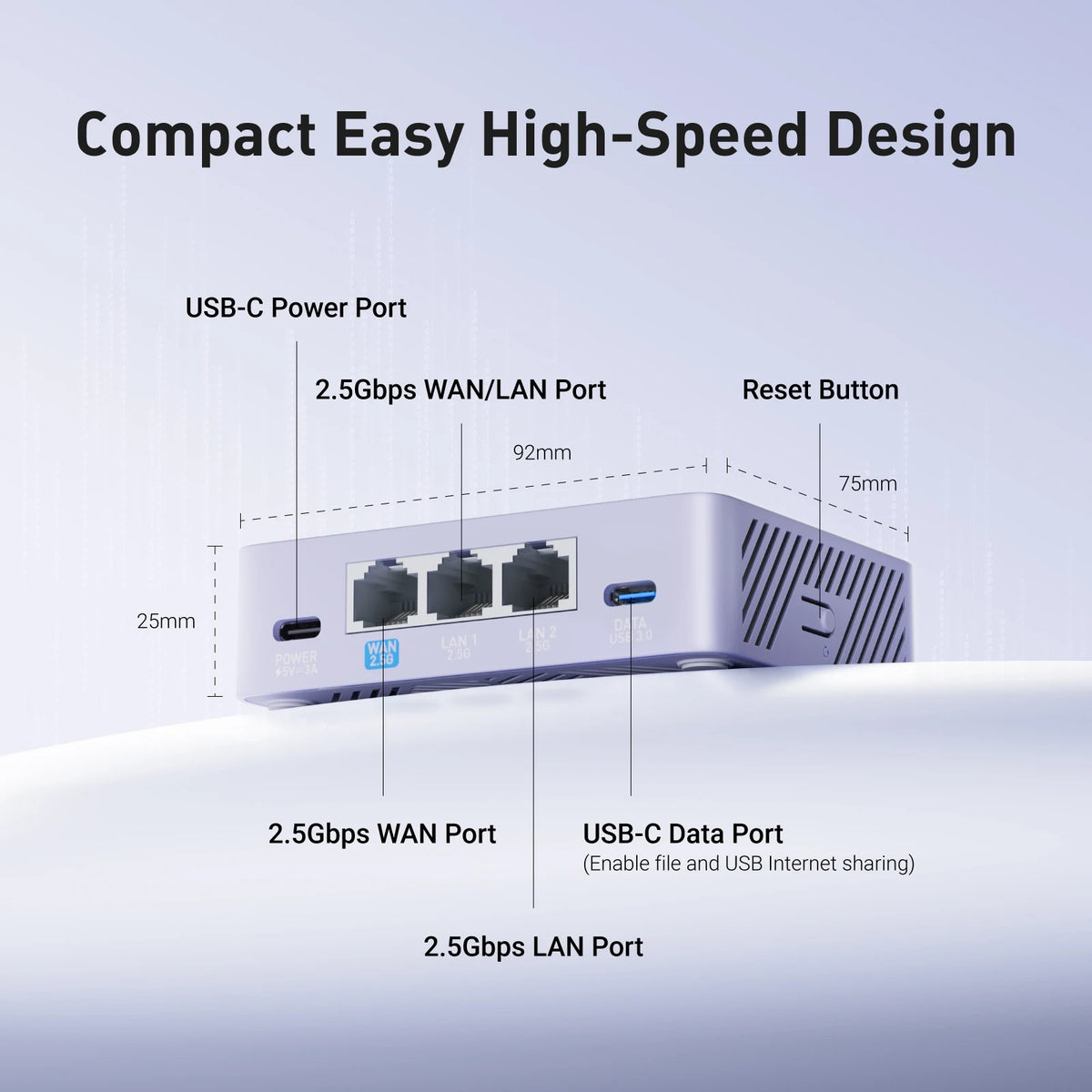 GL.iNet MT5000 (Brume 3) High-Speed Wired VPN Security Gateway for Home Office and Remote Work，3× 2.5G Multi-WAN, DPI Security