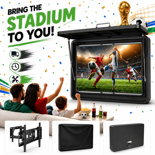 US Stock 55in Outdoor TV Enclosure 55'' Solid Wood Weatherproof TV Cover with Heavy-Duty Single-Arm Mount Television Mental Cover Case