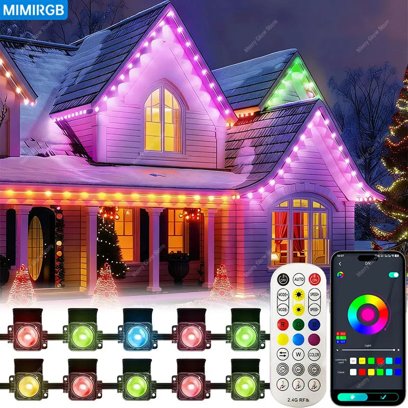 Smart Permanent Outdoor Lights For House Smart RGB+IC Eave Lights with Remote APP Control