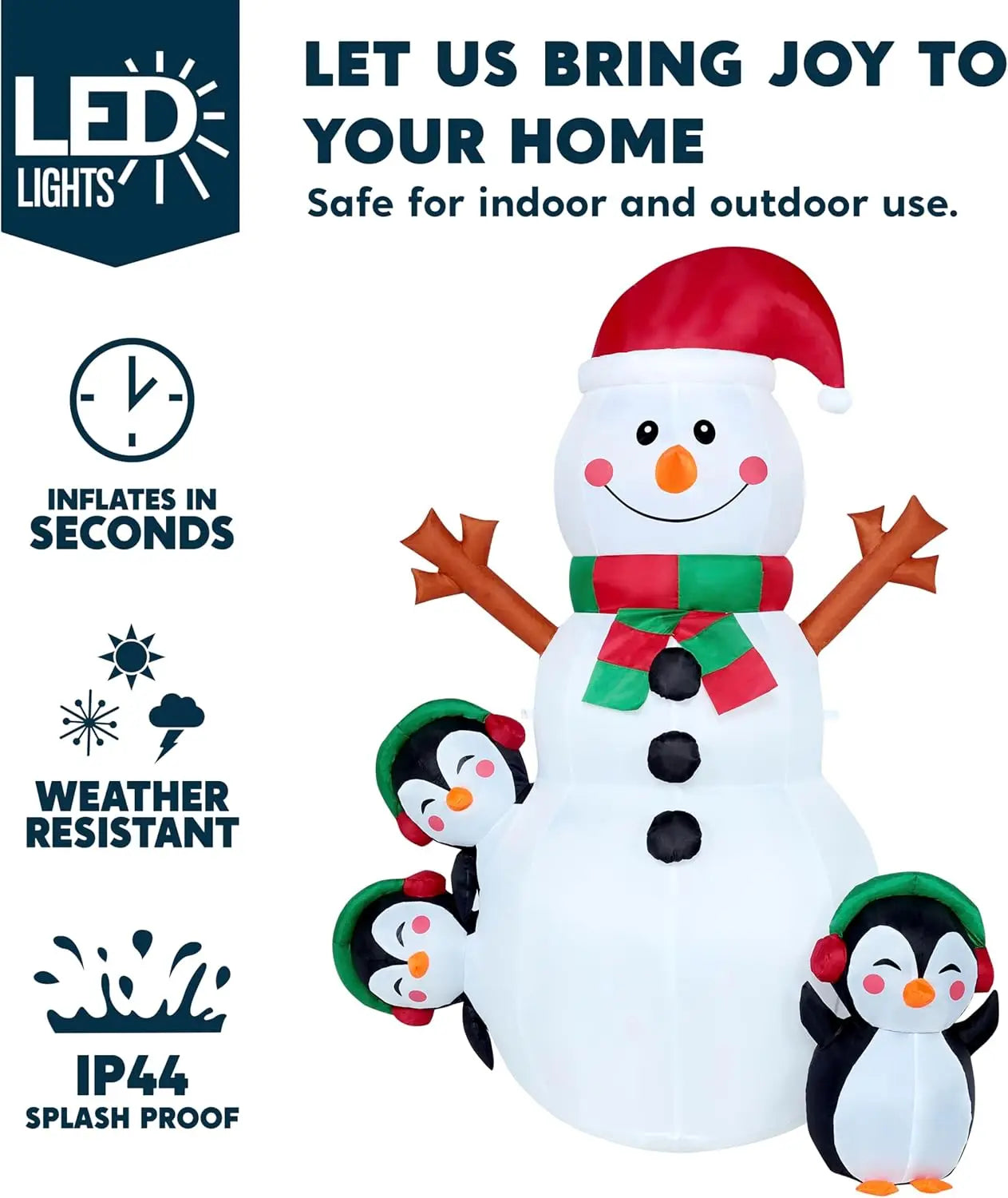 JOYFY 6 FT Christmas Snowman Inflatable Decoration with Build-in Multicolor