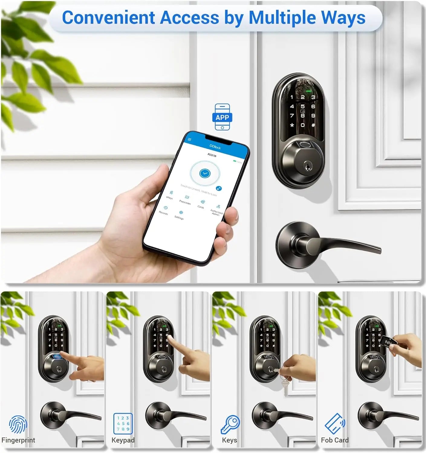 Smart Locks for Front Door, 2 Lever Handles, Fingerprint Keyless Entry, App Control