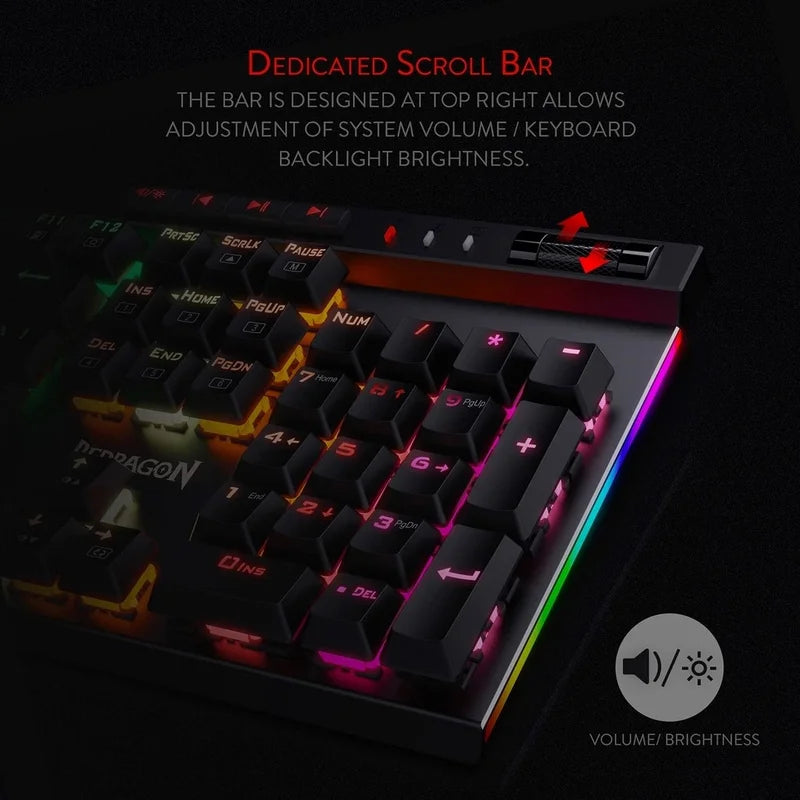 Redragon K580 VATA RGB 104 Keys LED USB Backlit Mechanical Gaming Wired Backlight Computer Keyboard