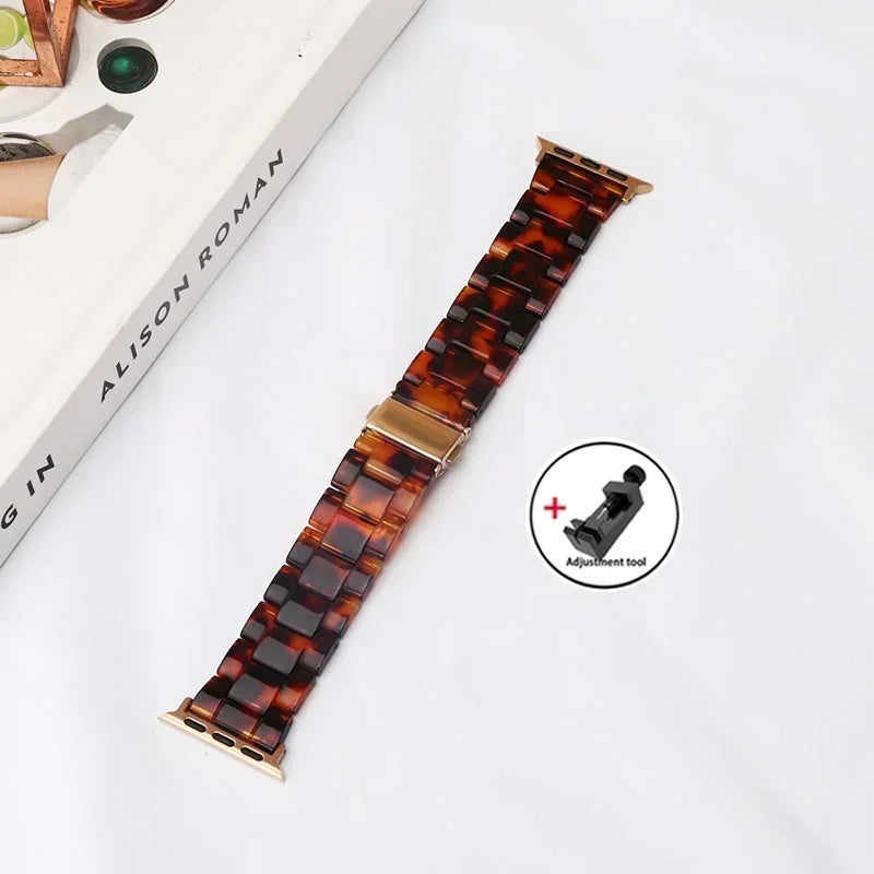 Luxury Resin strap for Apple Watch Ultra 2 Band 49mm 45mm 41mm 40mm 44mm 38mm 42mm Link bracelet iwatch series 9 7 8 6 se 5 4 3