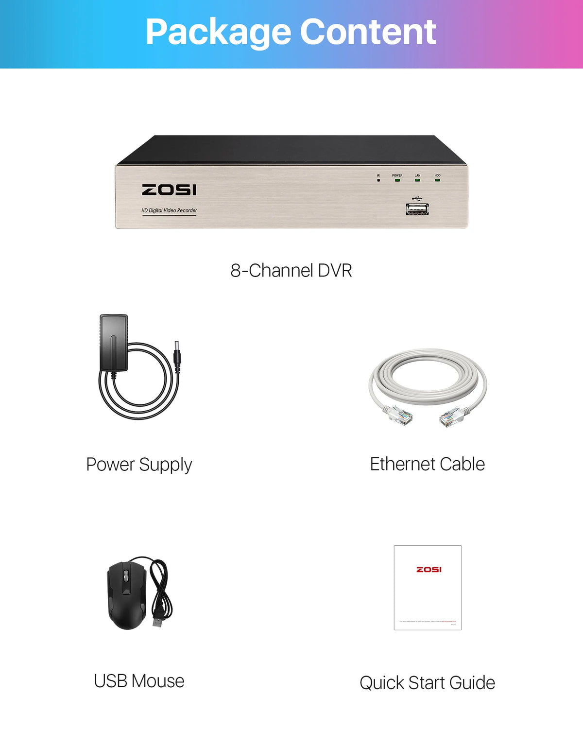 ZOSI 1080P 8CH CCTV DVR Recorder 8 Channel H.265+ Hybrid 4-in-1 Home Surveillance DVR for TVI/CVI/CVBS/AHD Analog Sececurity Cam