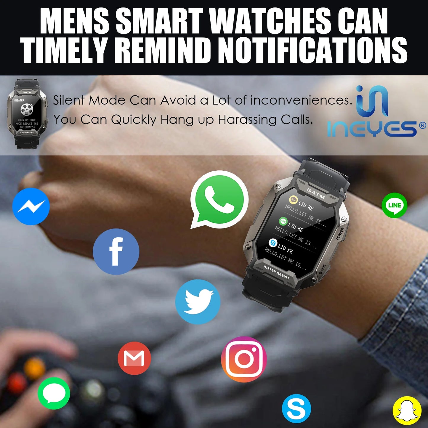 Smart Watch for Men Waterproof Fitness Sports Activity Tracker.
