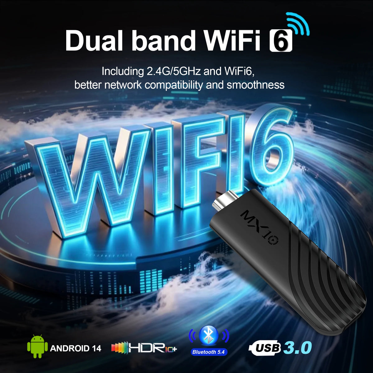 4K Streaming TV Stick Android 13 MX10 Stick Mali G31 GPU 8GB RAM 128GB WiFi6 Multi Language Home Media Streamer