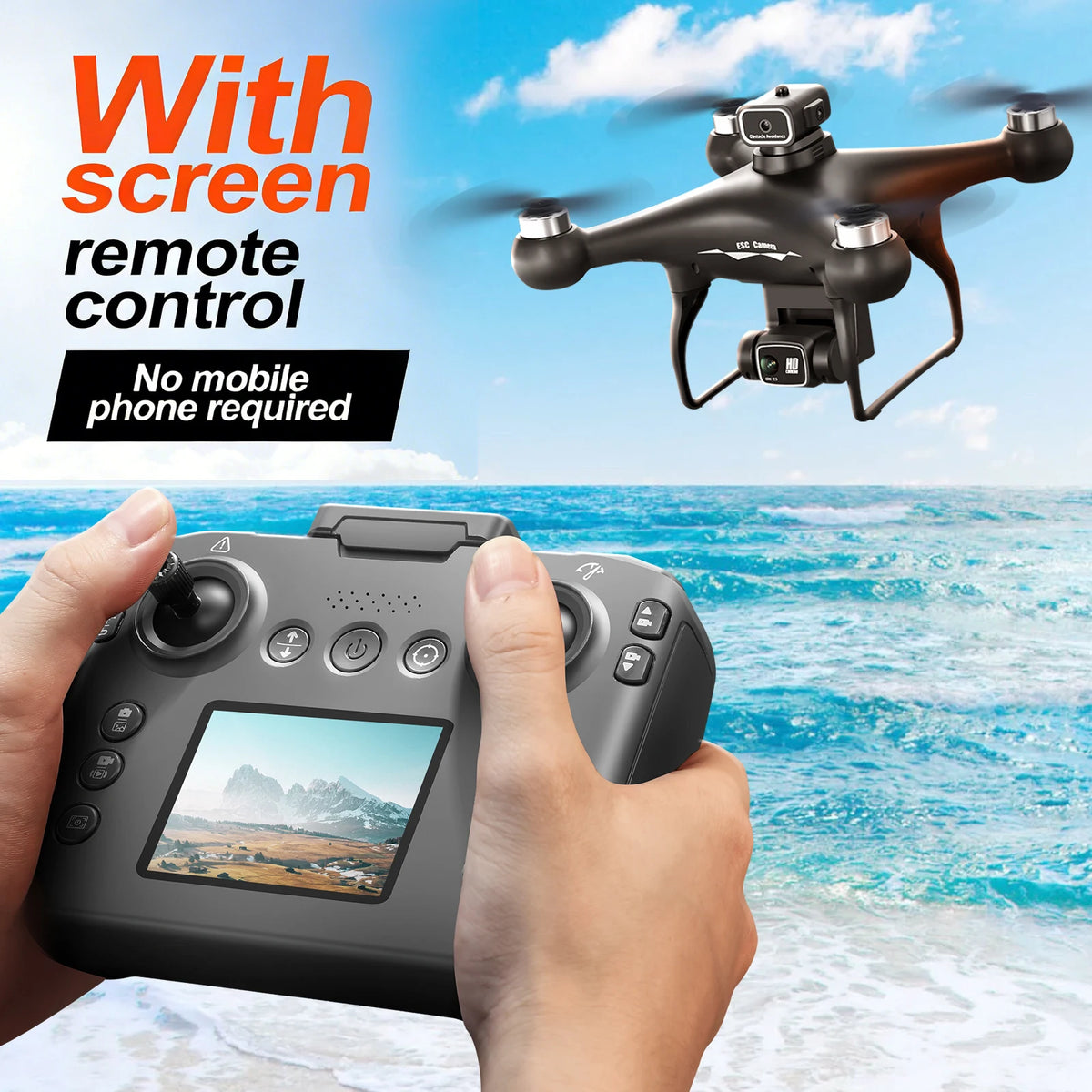 RC Drone 4K HD Dual Camera 90° Adjustable Lens Dual Camera Switch Dual Screen Switch Phone RC Image Transmission Aerial Photography Drone