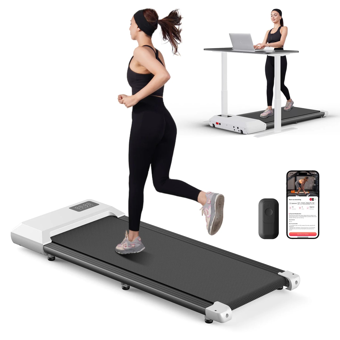 Smart Under Desk Treadmill for Home Office,Treadmill with APP&Remote Control,