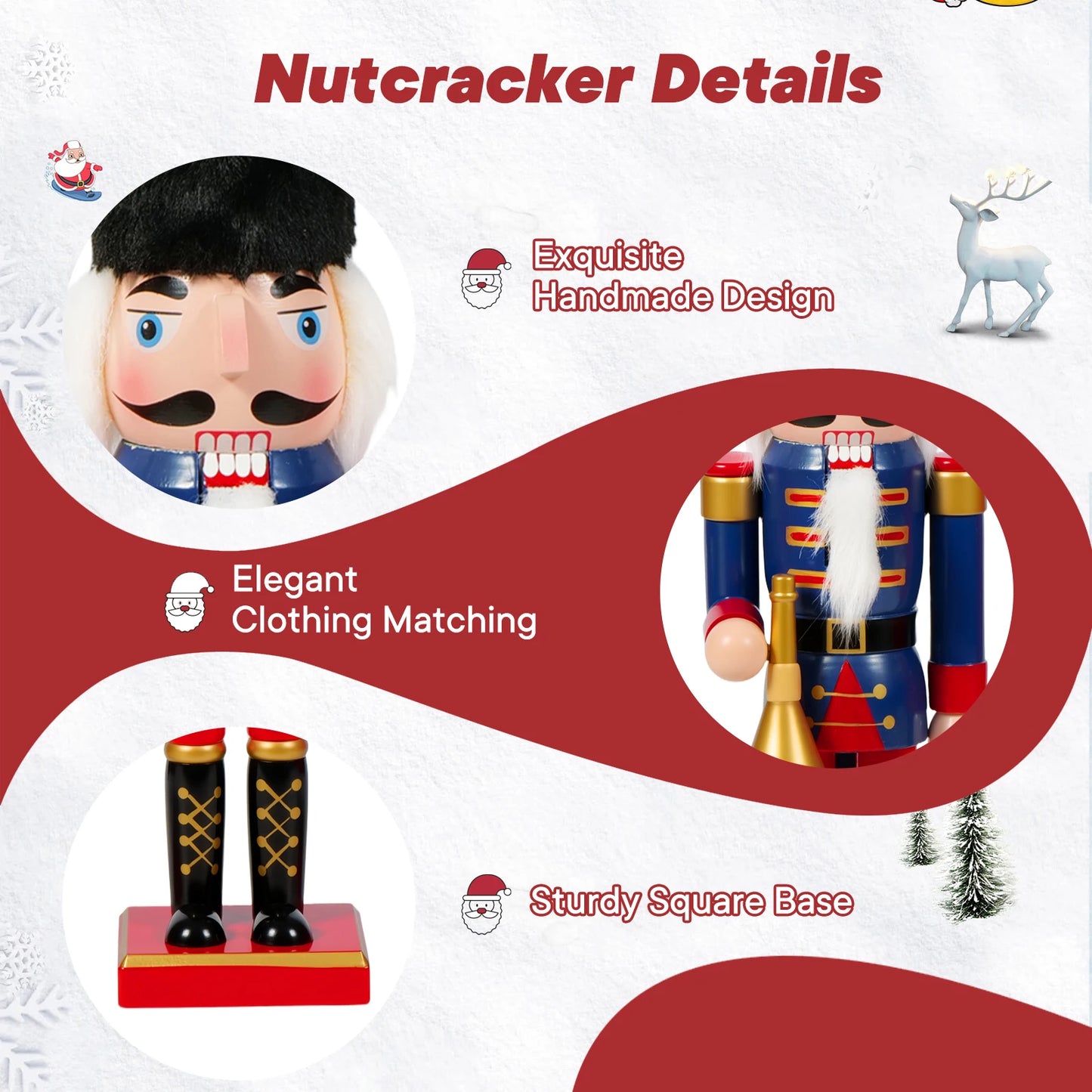Classic Wooden Nutcracker Doll  Christmas Tabletop Decoration & Holiday Gift