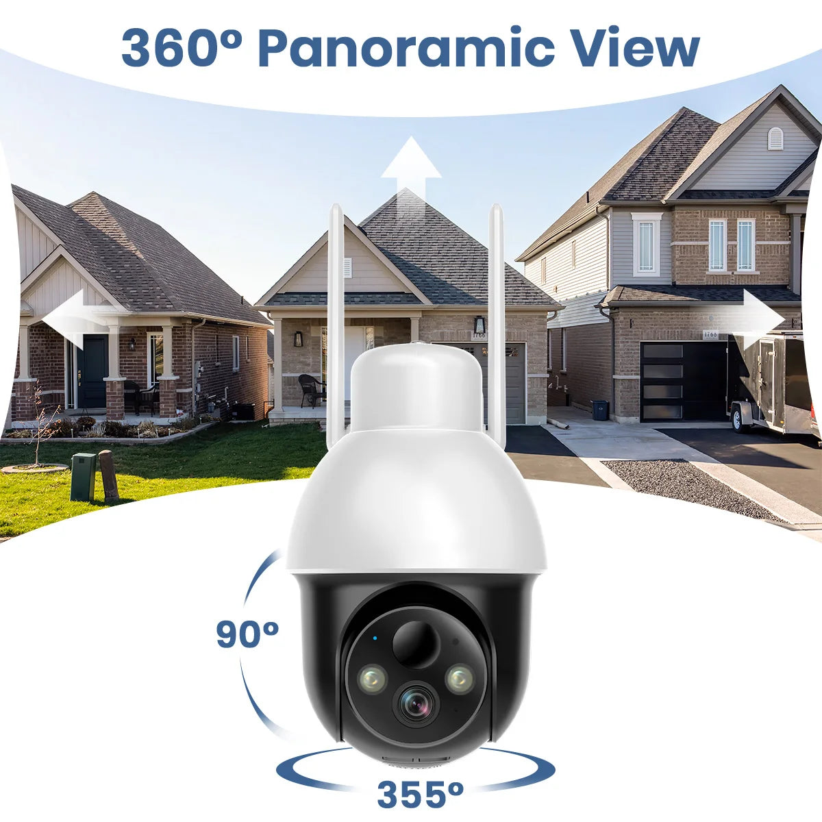 3MP PTZ Solar Security Camera 5000mAh Battery Wireless 2.4Ghz WIFI