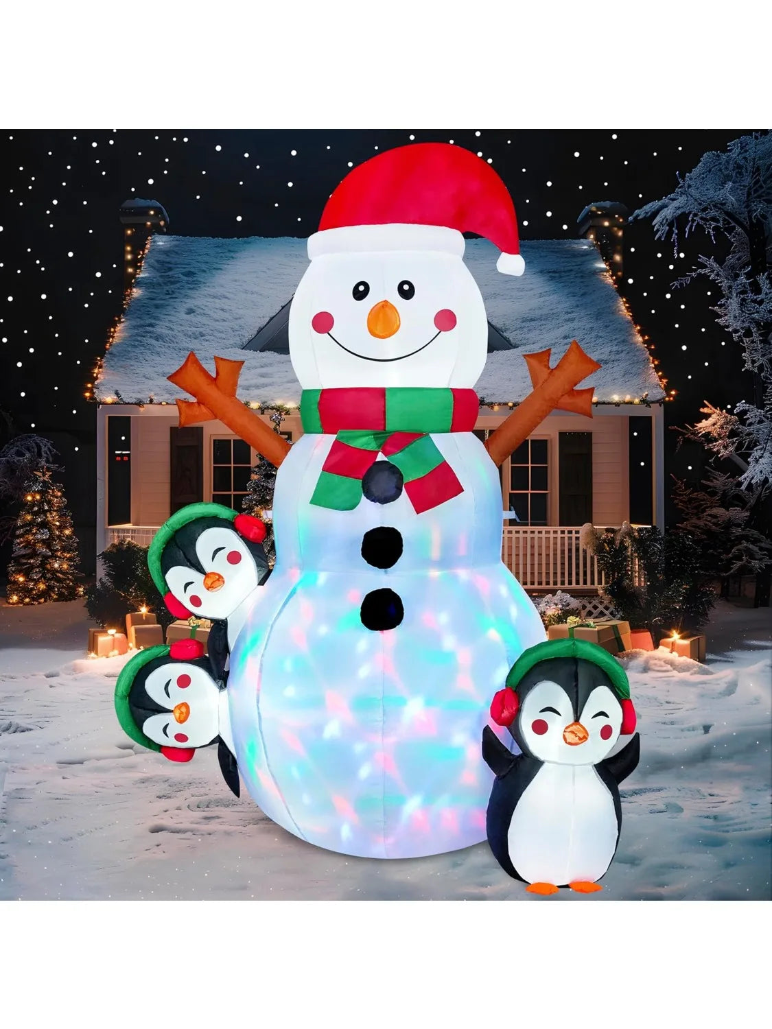 JOYFY 6 FT Christmas Snowman Inflatable Decoration with Build-in Multicolor