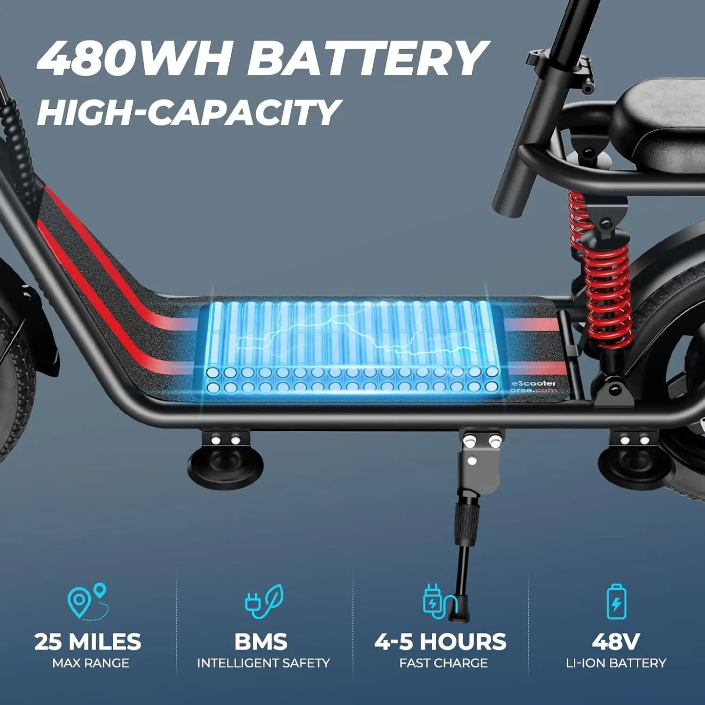 850W peak adult electric scooter,25 miles 20 MPHequipped