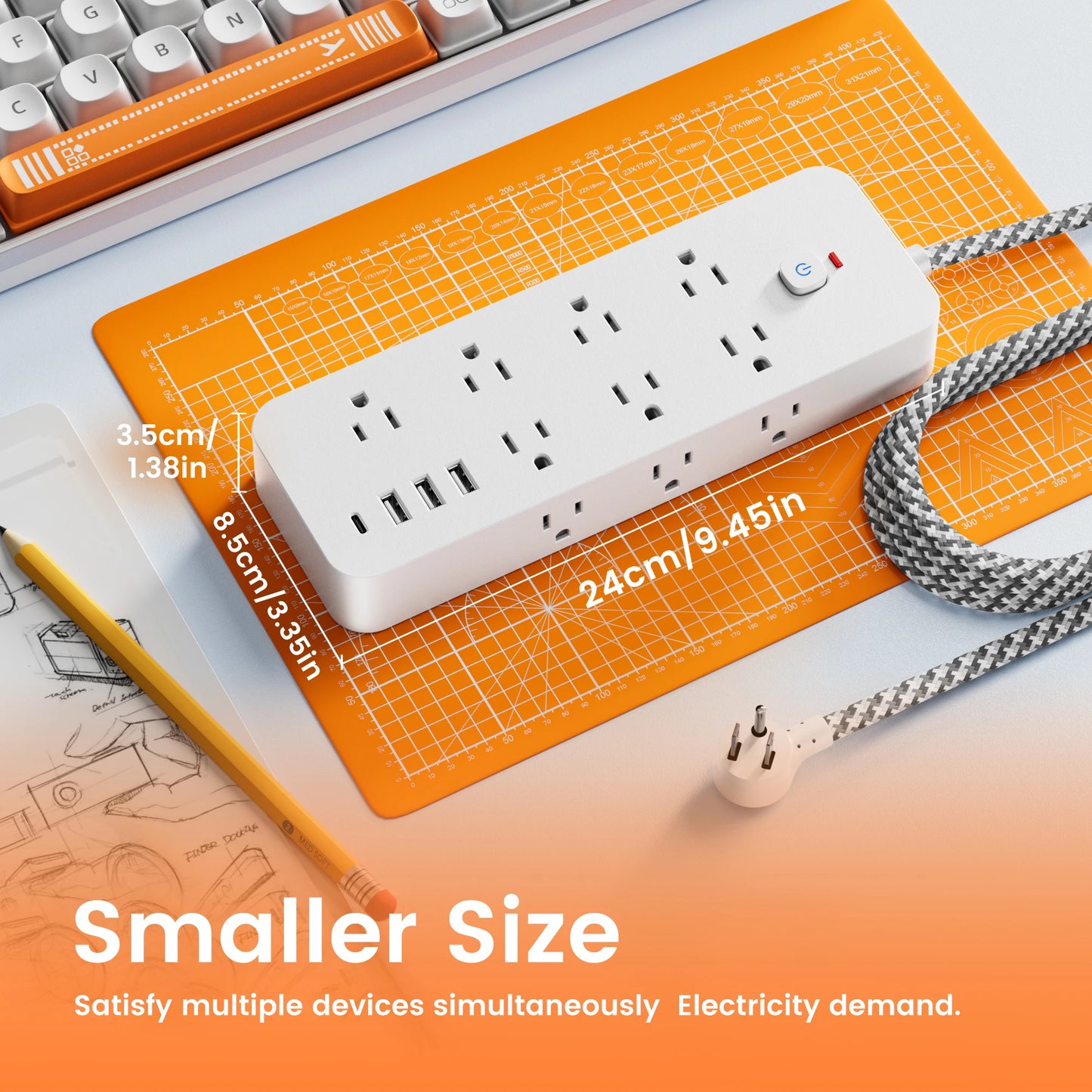 18-in-1 Multitap Power Strip US Plug AC Outlet USB Port