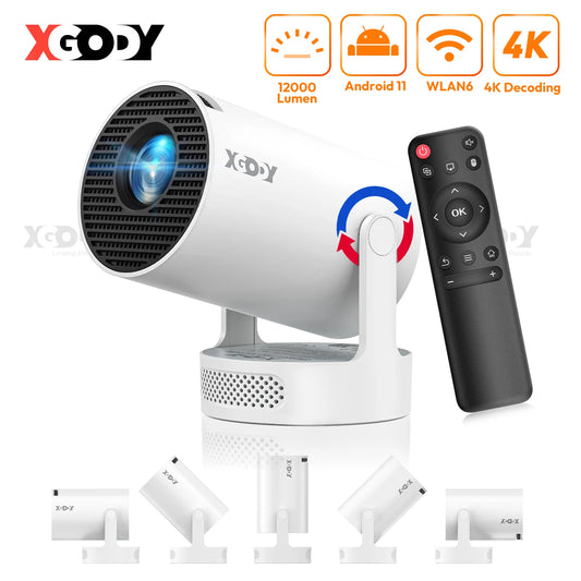4K HY300 Pro+ Projector Built-in 5W Speaker 1280*720P Android 11 Wifi6 Portable Outdoor Projector