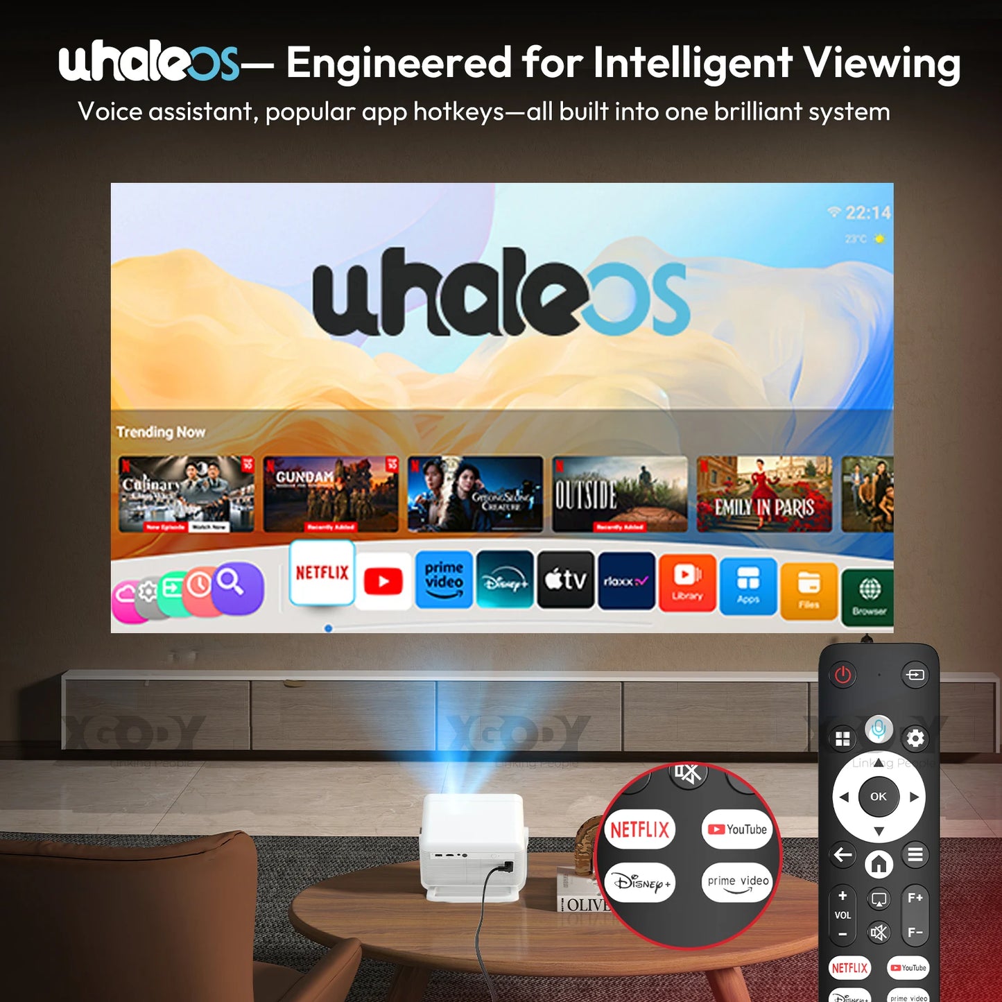 N6 Pro Netflix Officially 4K Projector Voice Control Smart Android TV  32GB ROM for Outdoor Movie Home Theater